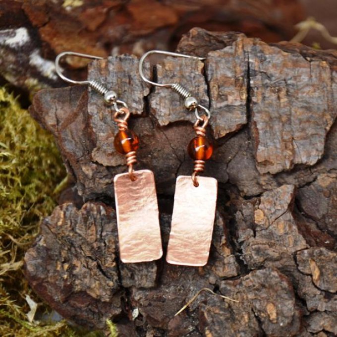 Boucles d'Oreilles Nour longues - Ambre