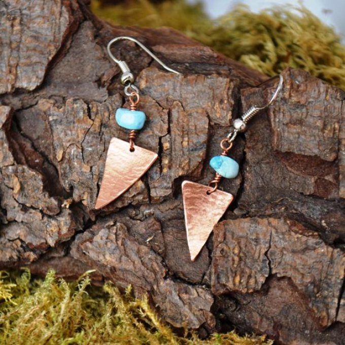 Boucles d'Oreilles Nour triangle - Turquoise