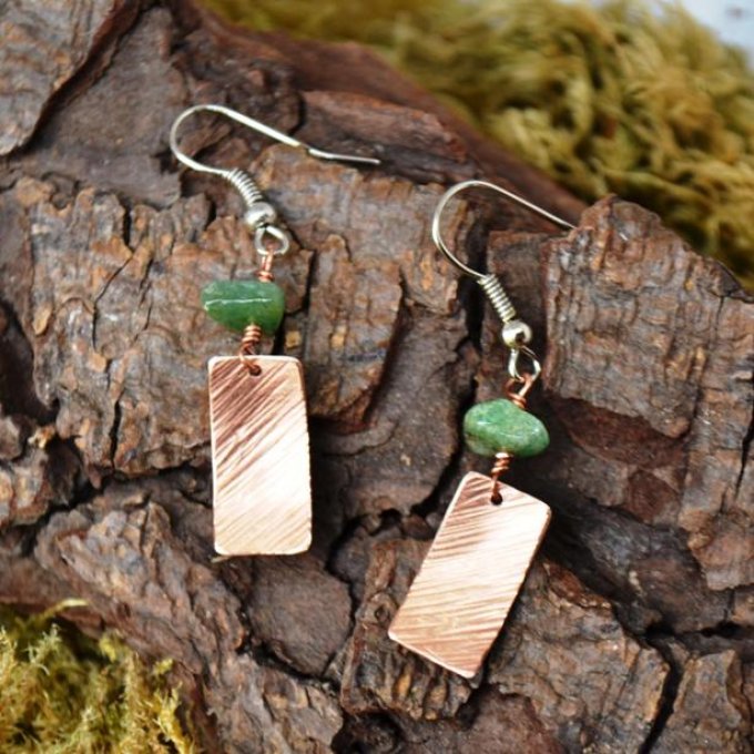 Boucles d'Oreilles Nour longues - Aventurine