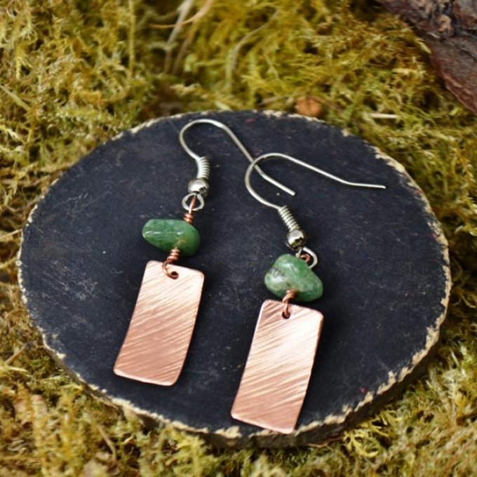 Boucles d'Oreilles Nour longues - Aventurine