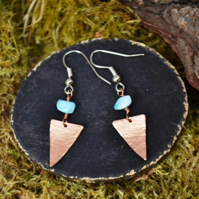 Boucles d'Oreilles Nour triangle - Turquoise