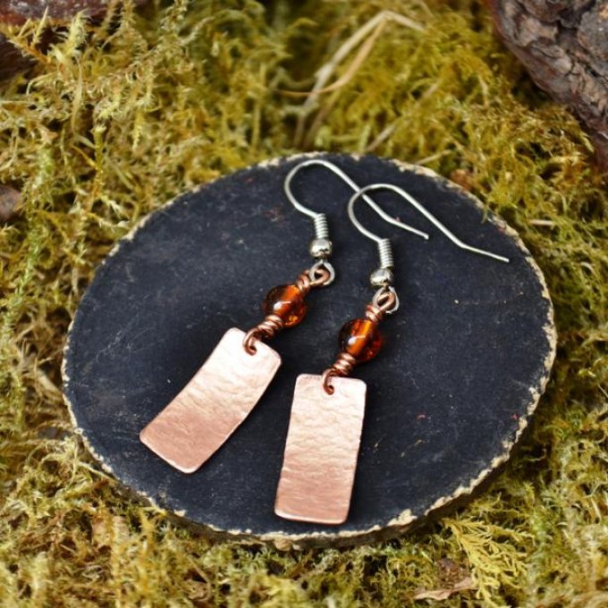 Boucles d'Oreilles Nour longues - Ambre